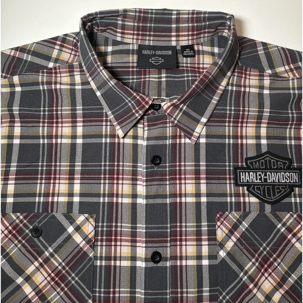 Harley Davidson Men's Plaid Button Down Shirt | 3XL